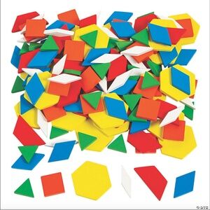 Wooden Pattern Blocks 100Pc Lot Tangram Mandala Picture Puzzle Preschool Toy NIB